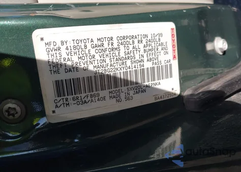 2000 Toyota Camry Le z USA, uszkodzony, nr VIN JT2BG22KXY0414194